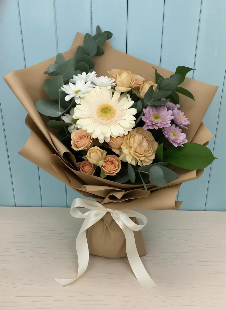 Букет цветов из: Герберы и Хризантемы в Белогорске Кемеровской области