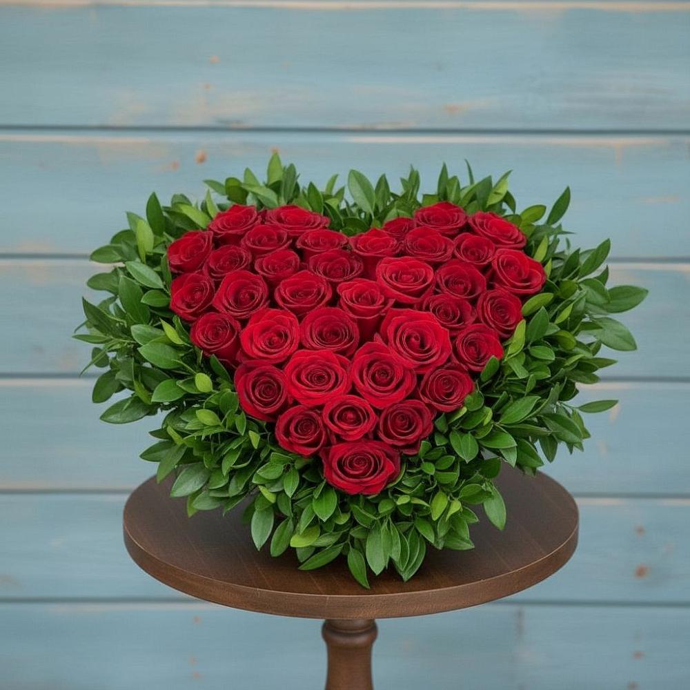 Цветочная композиция из Розы в виде сердца в Белогорске Кемеровской области