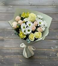 Букет цветов из:  Альстромерии, Розы и Хризантемы в Белогорске Кемеровской области