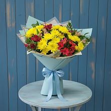 Букет цветов из:  Альстромерии и Хризантемы в Белогорске Кемеровской области